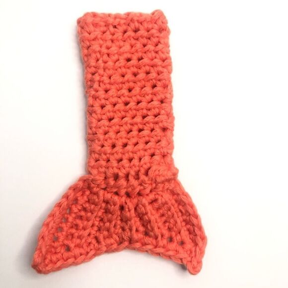 pink coral mermaid tail ice pop coozie hand crocheted cotton - Picture 1 of 3